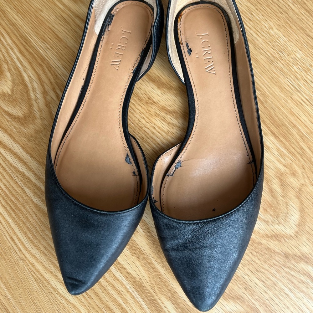 COPY - J. Crew Black Leather Pointed Toe Flats Size 7